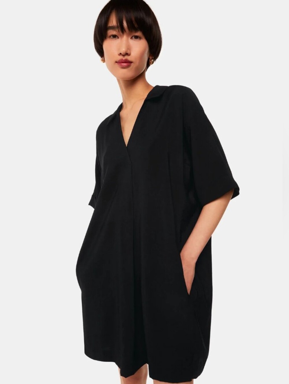 Whistles Black Melanie T-shirt Relaxed Fit Dress Size S